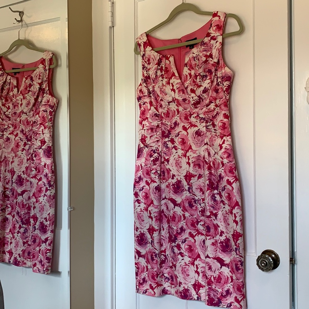 Adrianna Papell Pink Rose Floral Sheath Dress 12